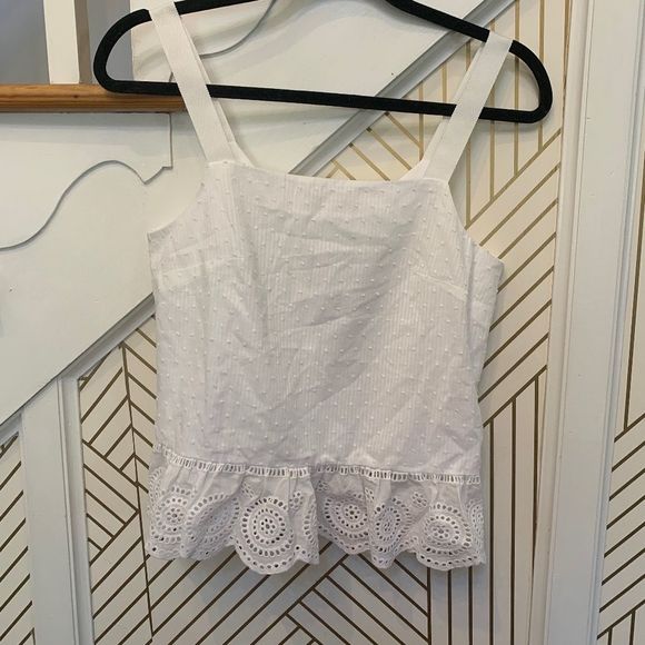 J. Crew Tops - J. CREW White Lacy Crop Tank